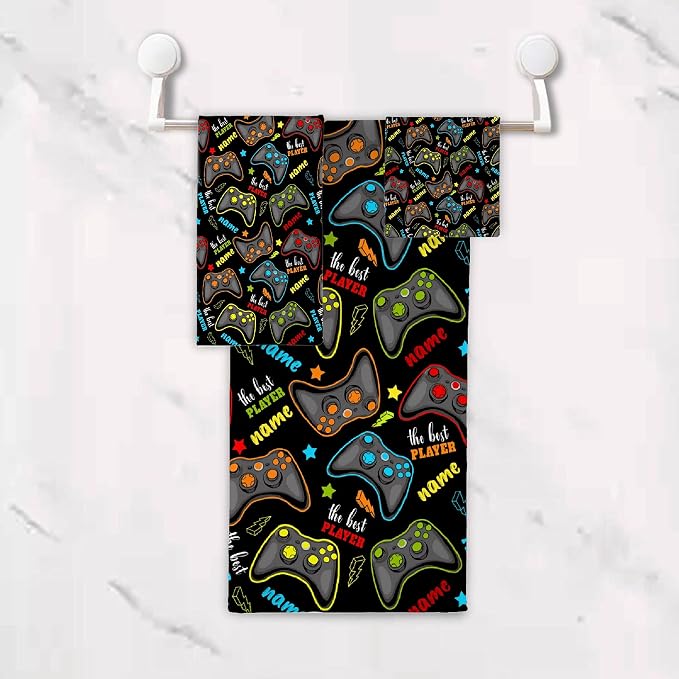 Custom Name Gaming 3 Piece Towel Bathroom Sets, 1 Bath Towel, 1 Washcloth - Image 6
