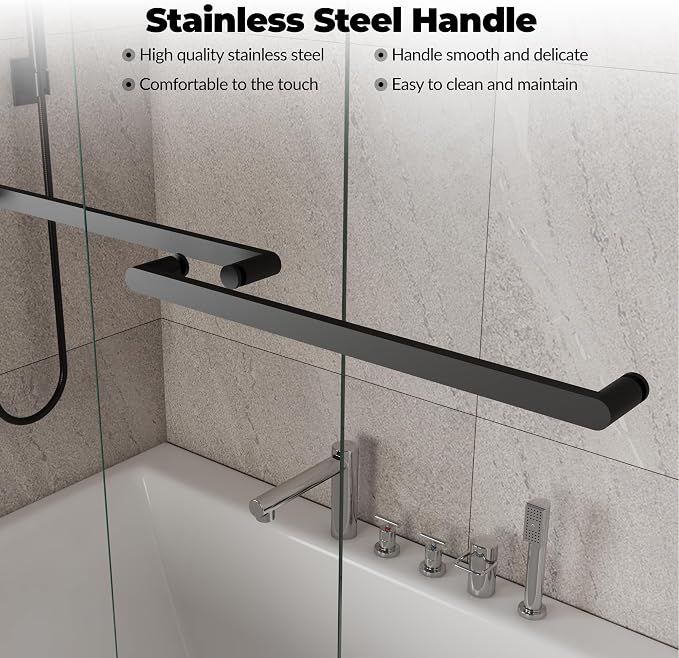 Shower Door 59" H x 60" W, Sliding Glass Design - Image 6