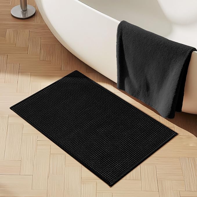 GRANNY SAYS Black Bathroom Rugs, Absorbent Bath Mats 32" x 20", Soft Chenille - Image 9