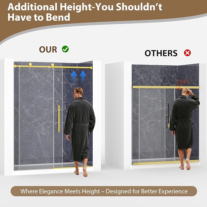 Frameless Glass Shower Door, 55-60" W x 76" H Sliding Frameless Shower Door - Image 4