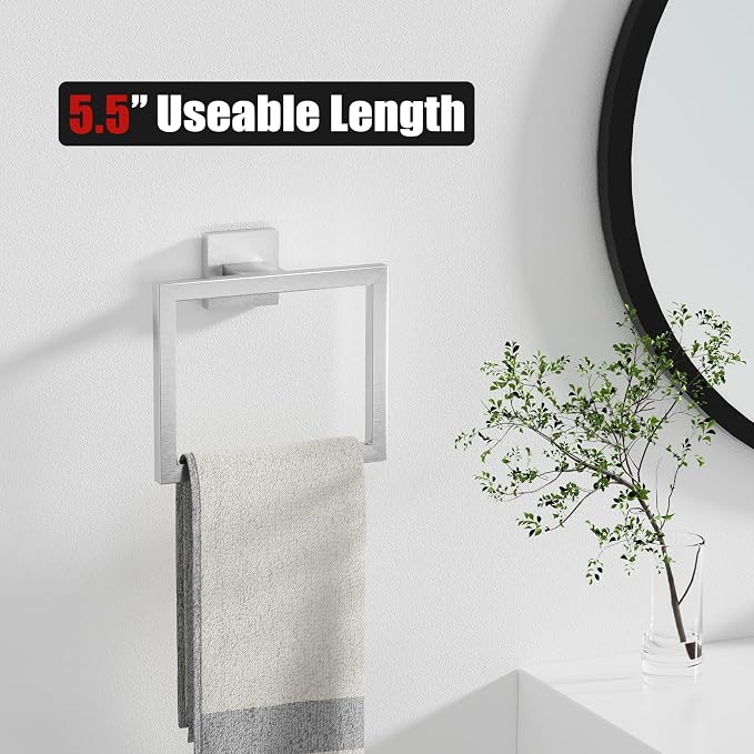 10-Pieces Brushed Nickel Bathroom Accessories Set, 23.6 Inch Bath Towel Bar Set - Image 4