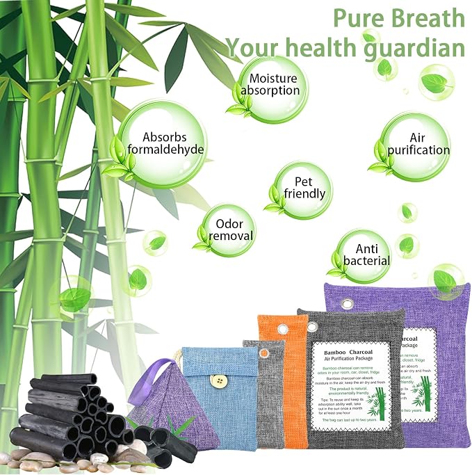 Bamboo Charcoal Bags Odor Absorber 20 Pack×50g Bamboo Charcoal Air Purifying - Image 4