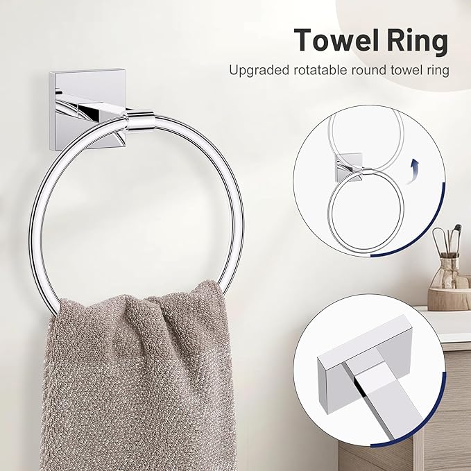 5-Piece Polish Chrome Bathroom Hardware Set, SUS304 Stainless Steel Bathroom - Image 3