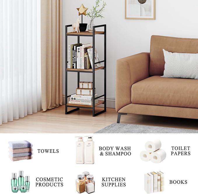 BYFU 3 Tier Bathroom Storage Open Shelf, Freestanding Metal Corner Storage Rack - Image 5