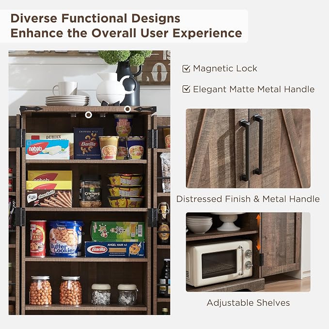 ACCOHOHO 47" Kitchen Pantry, Farmhouse Storage Cabinet - Image 6