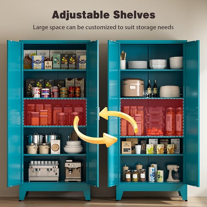 71” Tall Pantry Storage Cabinet, Kitchen Cabinets, Metal Cupboard - Image 6