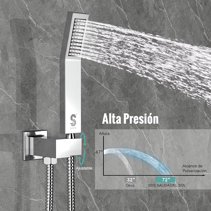 SR SUN RISE 8 Inches Wall Mounted Bathtub Shower Faucet Set All Metal Shower - Image 4