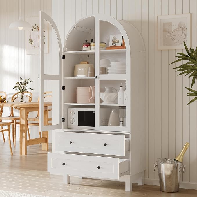 71" Tall Arched Kitchen Pantry, Kitchens Pantry Storage Cabinet - Image 4
