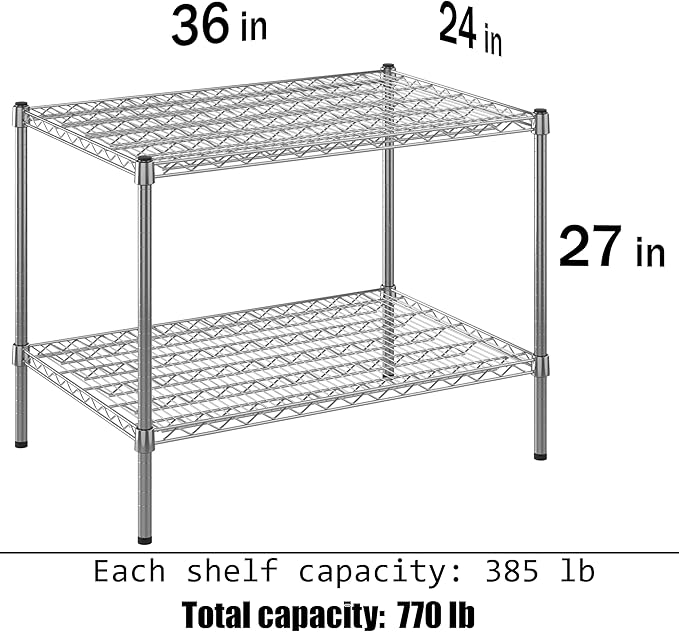 24" Deep x 36" Wide x 27" Height Wire Shelving Kit | 2-Tier | NSF Commercial - Image 3