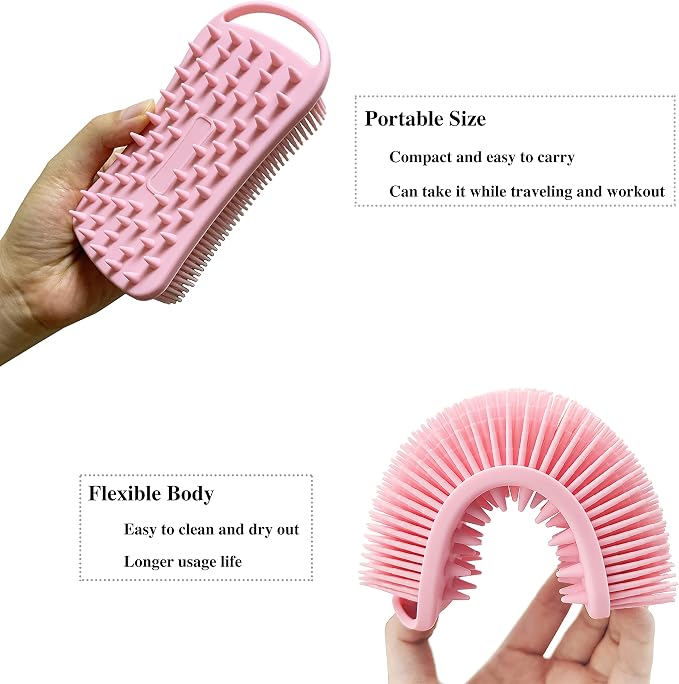 2 PC Silicone Exfoliating Body Scrubber, 2 in 1 Silicone Body Shampoo Brush - Image 5