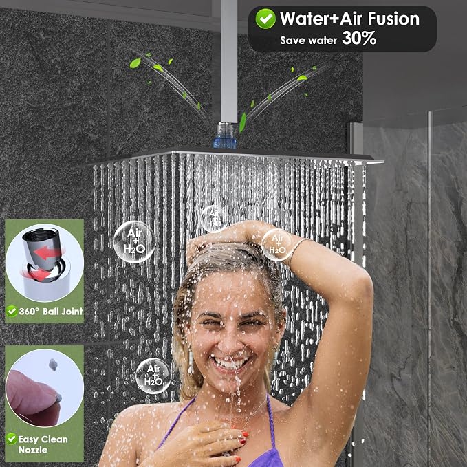 Enga Shower Body Jet System 12 Inch Ceiling Mounted Rainfall Shower Head - Image 3