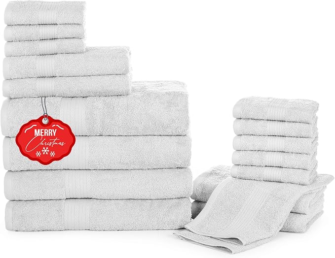 Ample Decor Bathroom Towel Set of 18-4 Hand Towel, 4 Bath Towel, 10 Wash Cloths by AmpleDecor