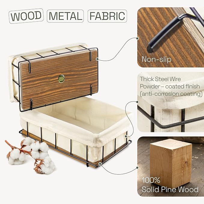 BAOBAB WORKSHOP Set of 2 Wooden Bathroom Baskets Organizer & Storage - Image 3