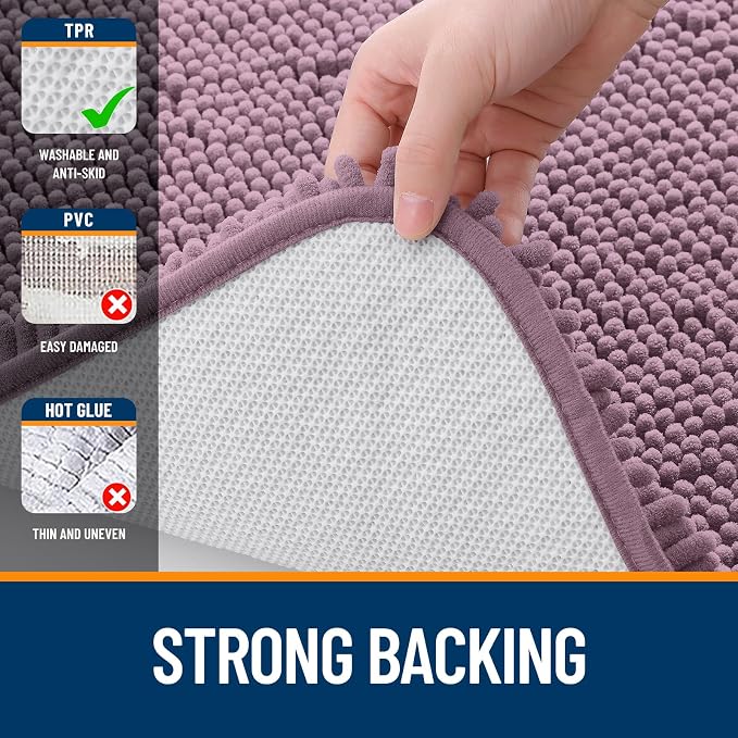 OLANLY Bathroom Rugs 47x20, Extra Soft Absorbent Chenille Bath Rugs, Rubber - Image 6