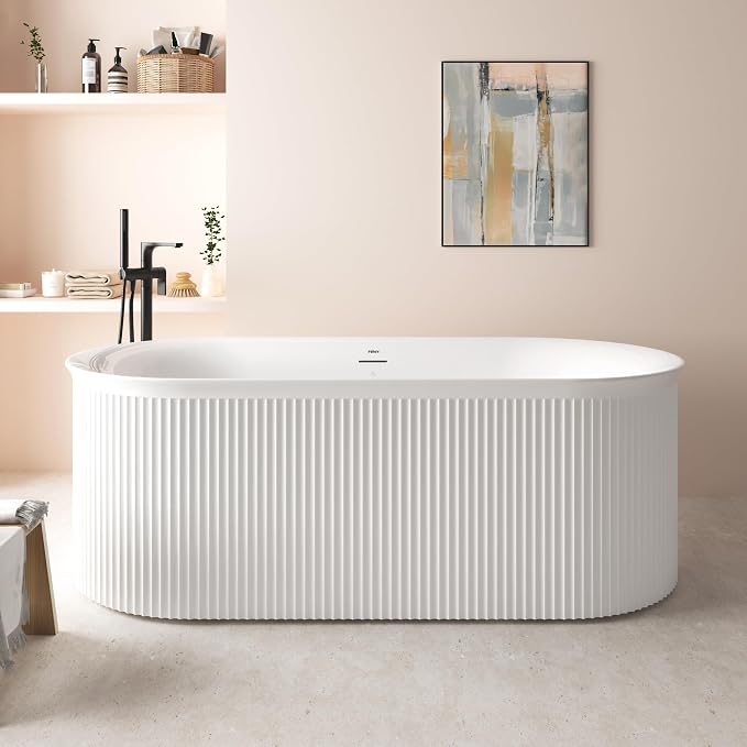 FerdY Nami 67" Acrylic Freestanding Bathtub, V Shape Freestanding Soaking by FerdY