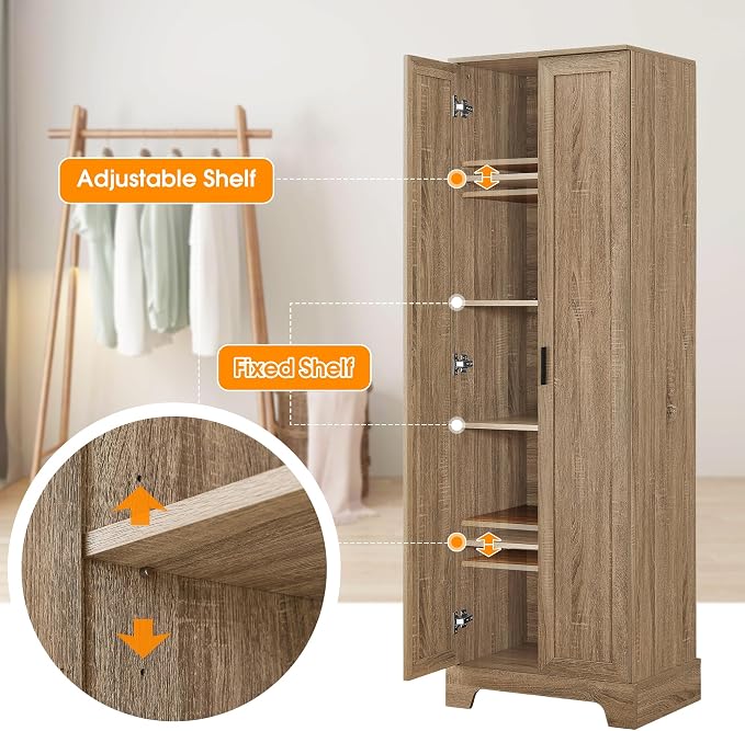 71" Tall Bathroom Storage Cabinet, Freestanding Linen Cabinet - Image 5