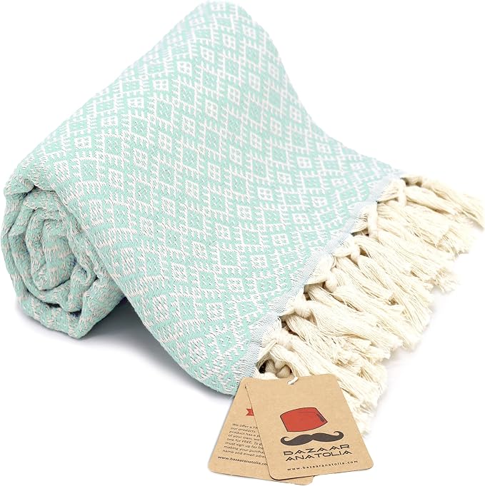 Bazaar Anatolia Turkish Beach Towel 100% Cotton Bath Towels Oversized Quick Dry by BazaarAnatolia
