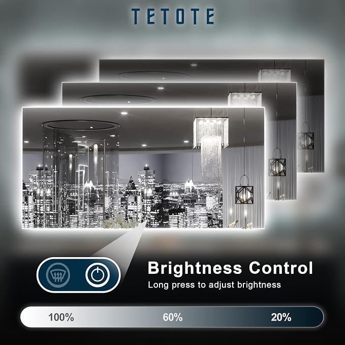 TETOTE 48 x 24 Inch LED Backlit Mirror Bathroom - Image 4