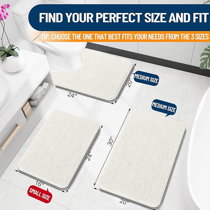 OLANLY Bathroom Rugs 24x16, Extra Soft Absorbent Chenille Bath Rugs, Rubber - Image 2