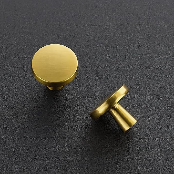Ravinte 15 Pack Drawer Pulls 1-1/4 Inch Brushed Brass Kitchen Cabinet Knobs - Image 2