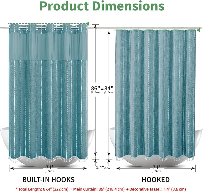 No Hook Extra Long Shower Curtain Set - Image 7