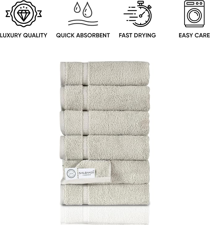 SALBAKOS 100% Turkish Cotton Hand Towel Set of 6 16x30 inch | Heirloom Quality - Image 6