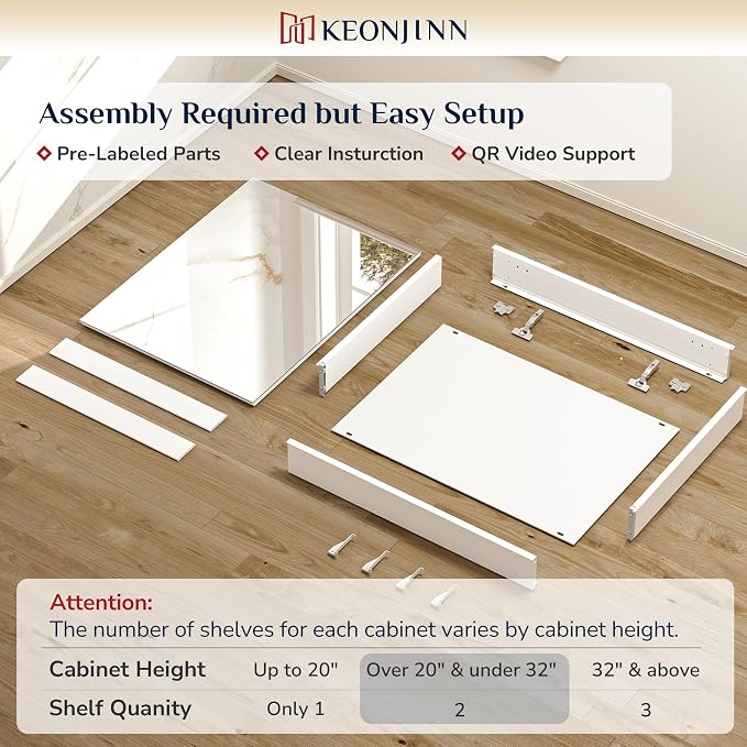 Keonjinn 48 x 26 Inch Medicine Cabinet, Assembly Required, Lightweight - Image 3