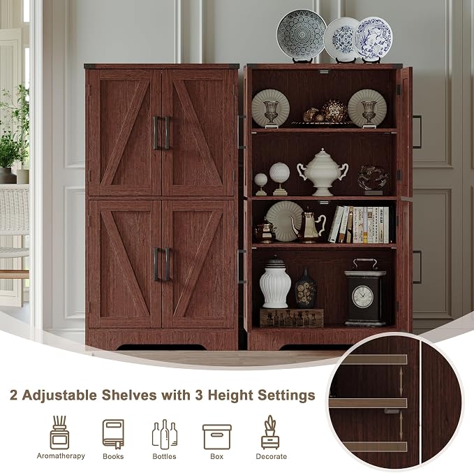 Treocho Bathroom Floor Cabinet, Farmhouse Bathroom Storage Cabinet - Image 5
