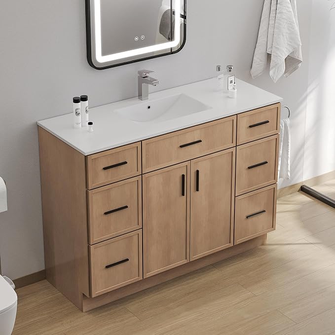 48 Inch Bathroom Vanity Without Sink, Freestanding Wood Farmhouse Cabinet - Image 2