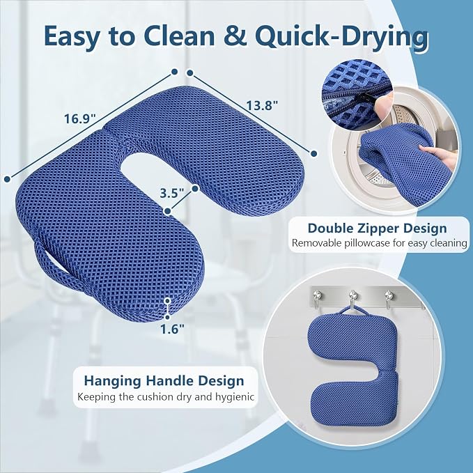 Shower Seat Cushion for Shower Bench, U Shape Shower Chair Cushion Pillow for - Image 5