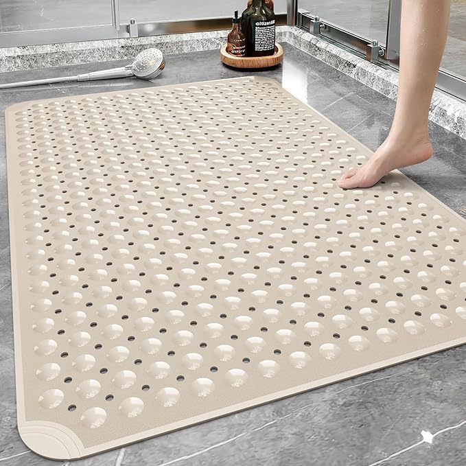 Yolife Extra Large Shower Mat, 34.3" L x 23.3" W TPE Anti Slip Stand Up Shower by yolife