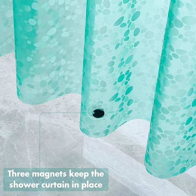 WELTRXE 8G EVA Clear Teal Shower Curtain - Image 4