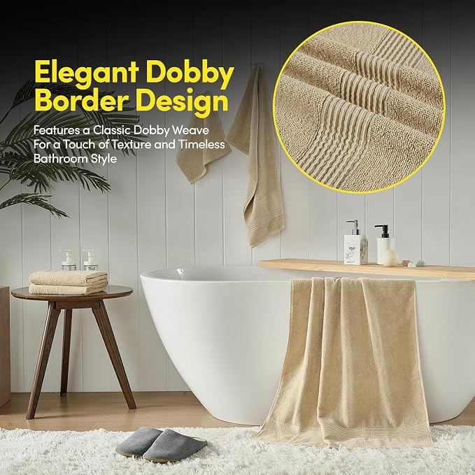 Bath Towels 8 Piece Towel Set – 100% Combed Cotton – Bath + Hand + Washcloths – - Image 5