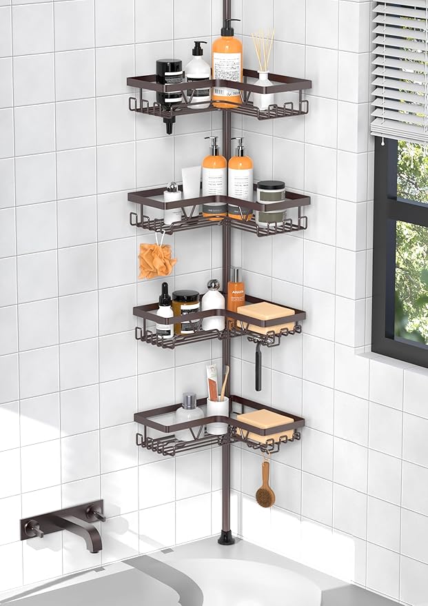KEGII 4-Tier Corner Shower Caddy Tension Pole by KEGII