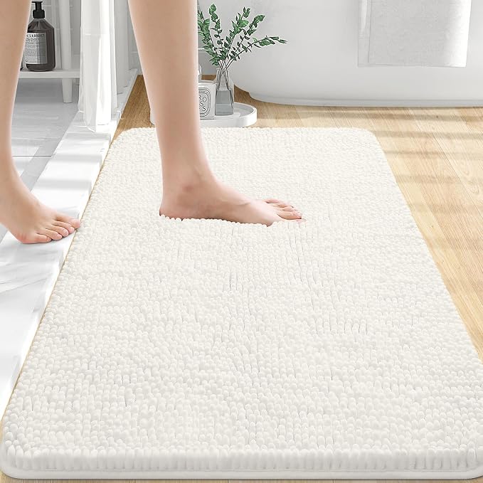 OLANLY Bathroom Rugs 36x24, Extra Soft Absorbent Chenille Bath Rugs, Rubber by OLANLY