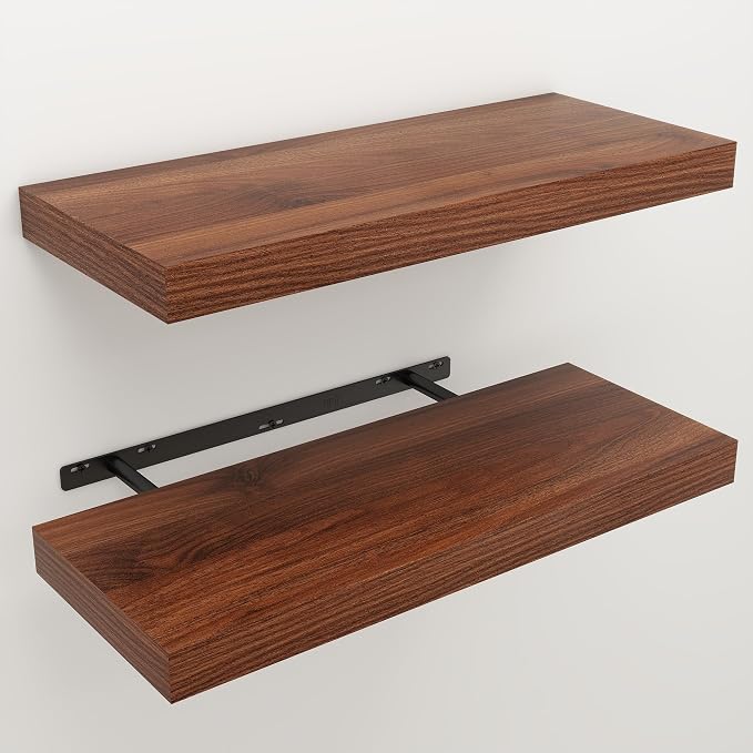 Floating Shelves for Wall, 9.3" Deep Wall Mounted Wood Shelves for Bathroom - Image 3