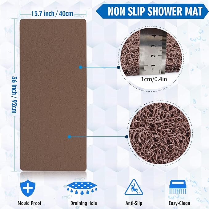 godehone Shower Mats Non Slip Without Suction Cups, PVC Loofah Bathroom Mats - Image 2