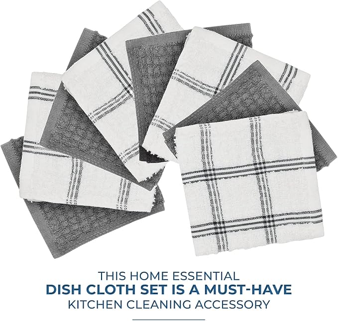 DAN RIVER Premium Dish Cloth 100% Cotton 12 X 12 Inches |Pack of 8|-Ultra Soft - Image 2