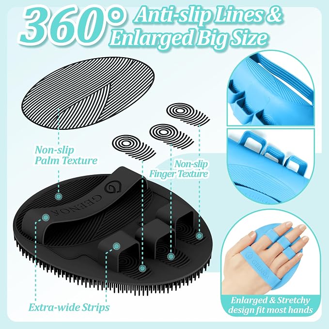 Soft Silicone Bath Gloves 2PCS, 360° Anti-slip & Enlarged Silicone Body Scrubber - Image 4