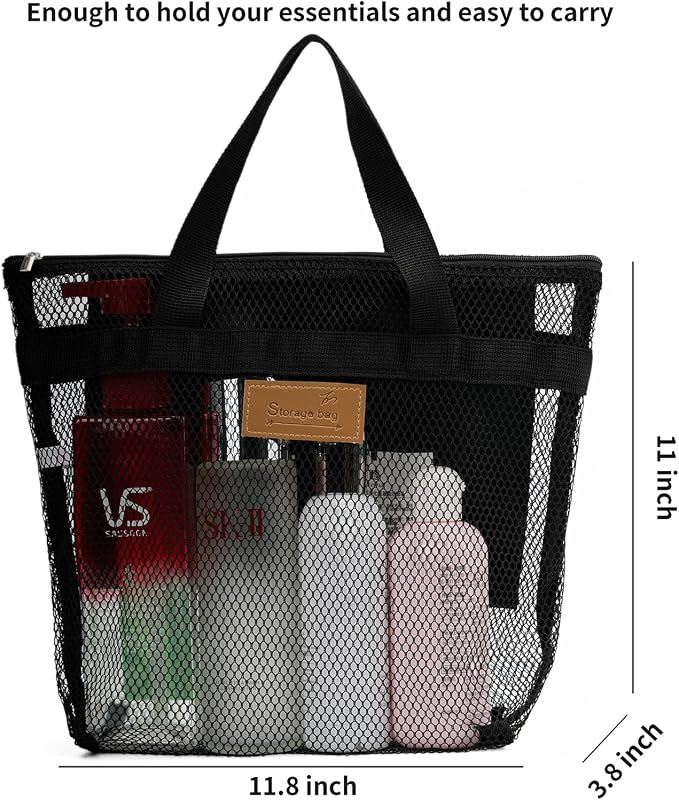 Mesh Shower Caddy Bag Portable Hanging Toiletry and Bath Organizer - Image 5