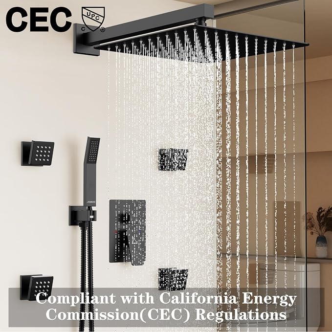 Shower System 12IN Modern Rain Brass Faucet Set - Image 6