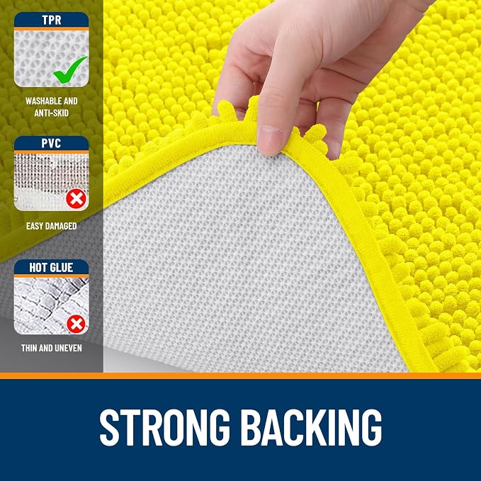 OLANLY Bathroom Rugs 24x16, Extra Soft Absorbent Chenille Bath Rugs, Rubber - Image 7