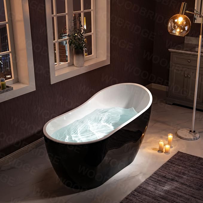 WOODBRIDGE 54" Freestanding White Acylic Soaking Bathtub - Image 2