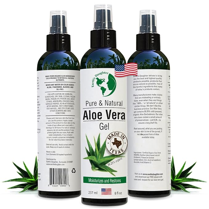 Earth’s Daughter Organic Aloe Vera Gel from Fresh Cut 100% Pure Organic Aloe by EarthsDaughter