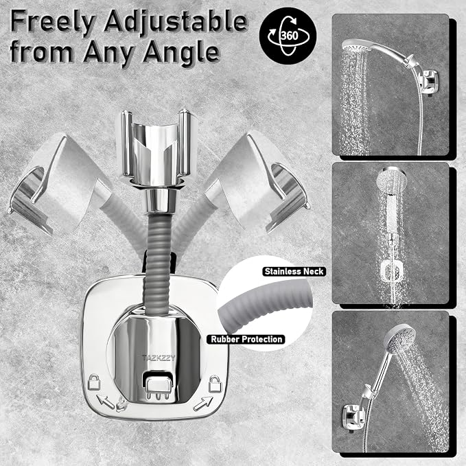 Handheld Shower Head Holder Suction, 360° Adjustable Shower Head Holder Wall - Image 2