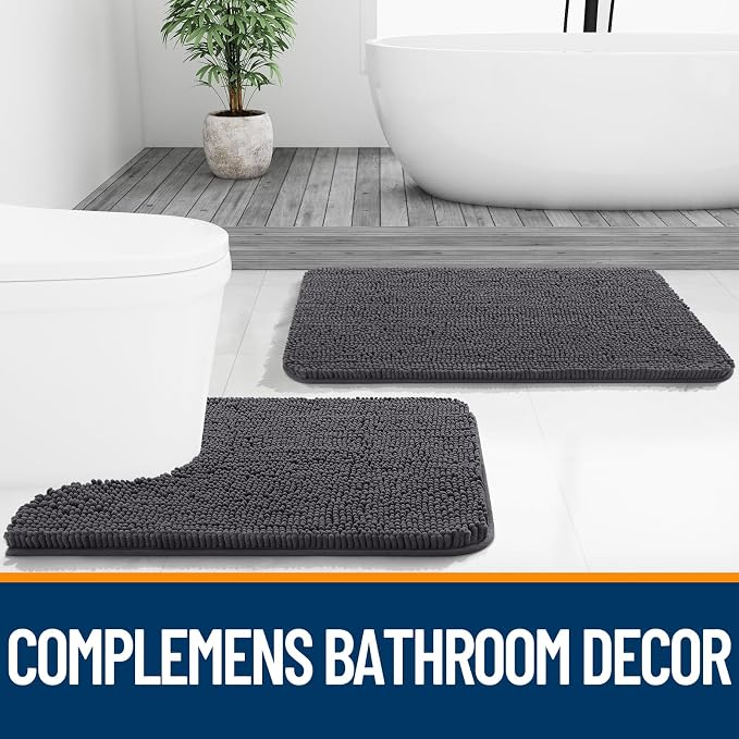 OLANLY Bathroom Rugs 47x32, Extra Soft Absorbent Chenille Bath Rugs, Rubber - Image 7