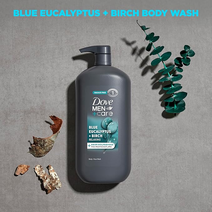 Dove Men+Care Relaxing Blue Eucalyptus + Birch Body and Face Wash - Image 3