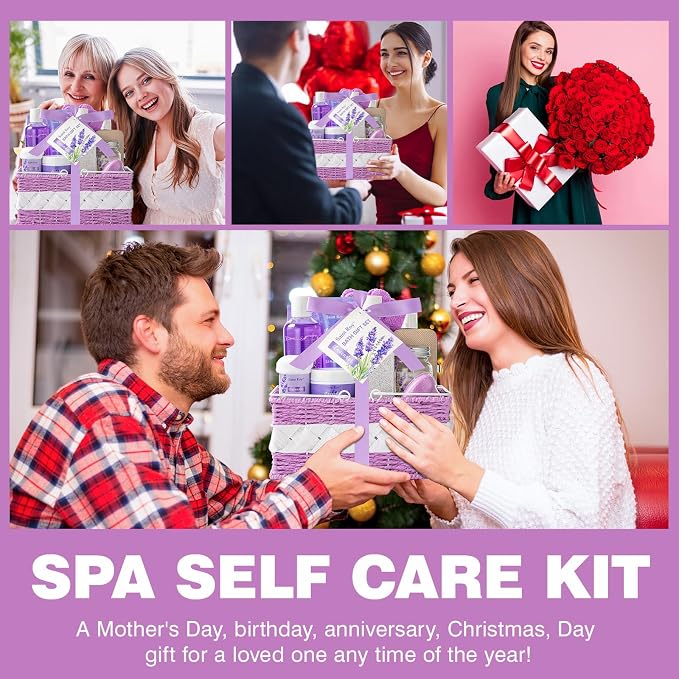 Large Spa kit for women gift set, Luxury Self Care Home Spa Kit Lavender Bath - Image 5