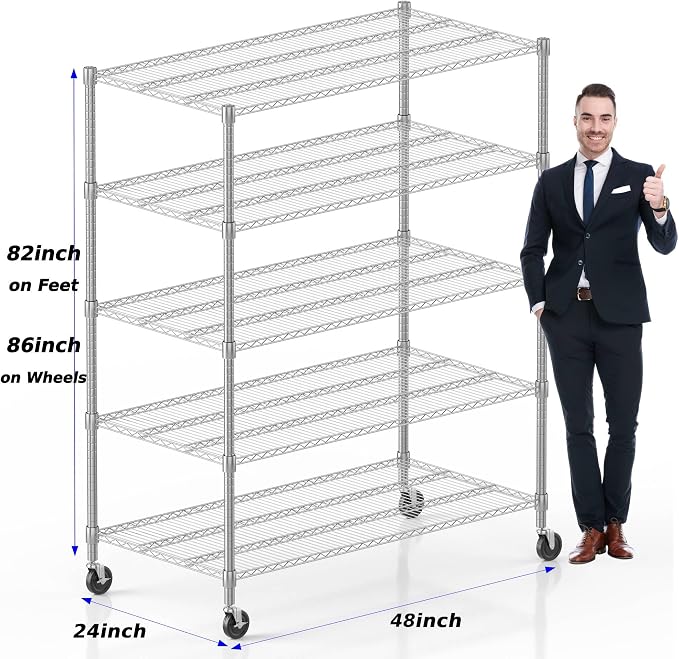 Homdox 5 Tier Heavy Duty Metal Shelves, Storage Racks and Shelving - Image 3