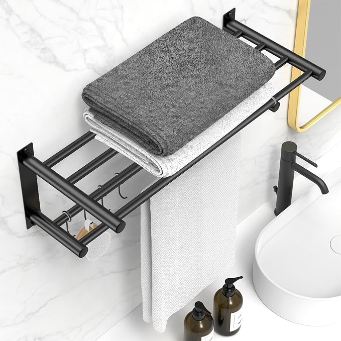 Black Adjustable Black Towel Bar - Image 2